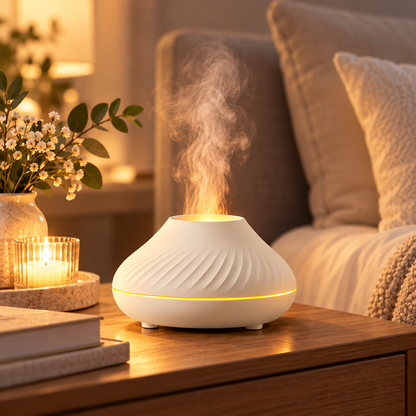 Aromadiffuser med LED-lys, lydløs ultralydsforstøver og luftfugter