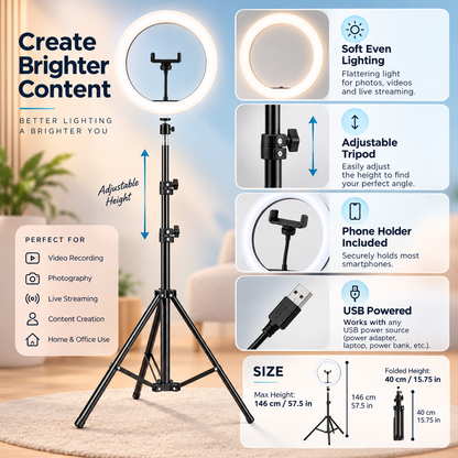 LED Ring Light Professional Studio Adjustable Tripod