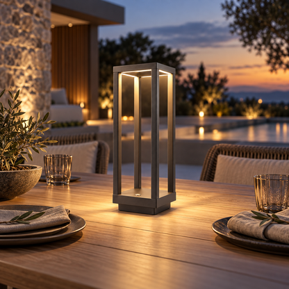 Lámpara de mesa LED para exterior, portátil, recargable con interruptor táctil