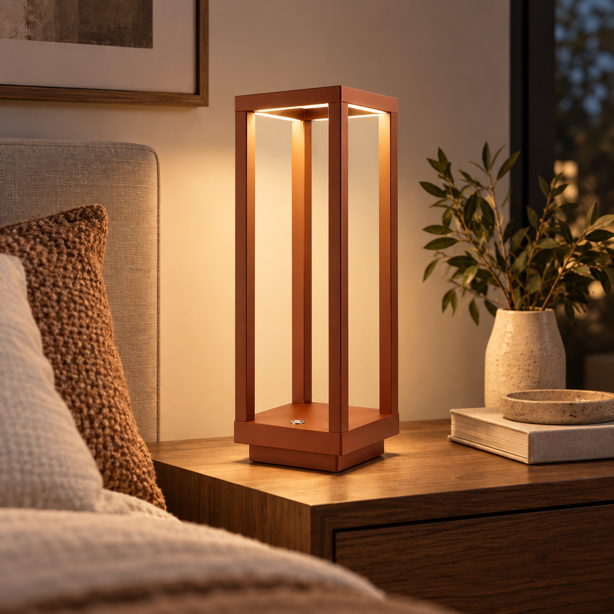 Lámpara de mesa LED para exterior, portátil, recargable con interruptor táctil
