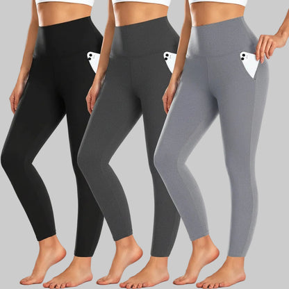 Leggings de Cintura Alta com Bolso Calças de Treino de Inverno