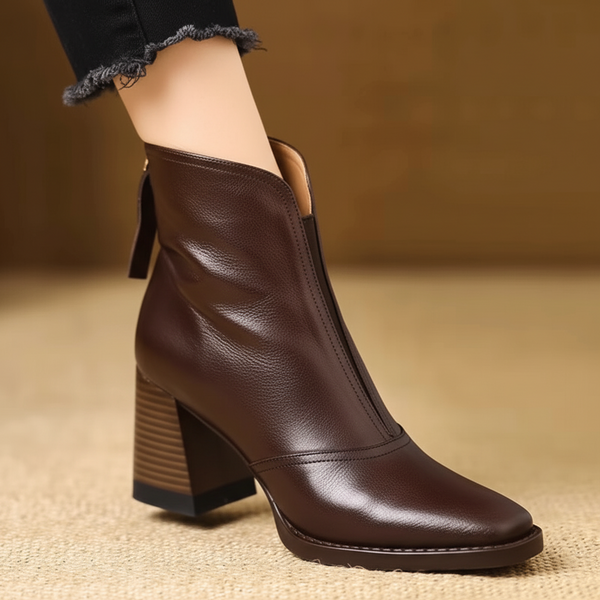 Ghete de gleznă pentru femei cu toc mediu, cu fermoar, pantofi casual pentru rochie