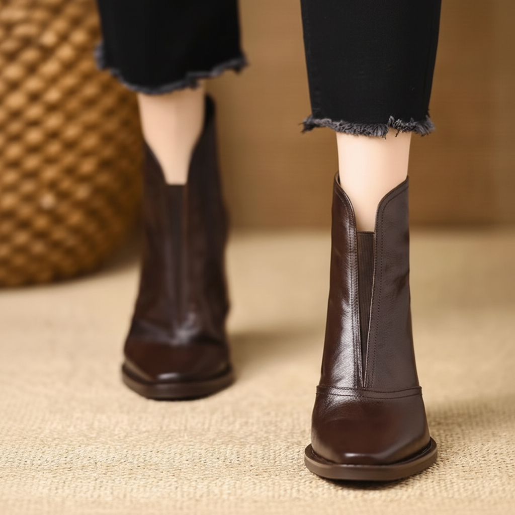 Ghete de gleznă pentru femei cu toc mediu, cu fermoar, pantofi casual pentru rochie