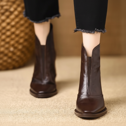 Ghete de gleznă pentru femei cu toc mediu, cu fermoar, pantofi casual pentru rochie