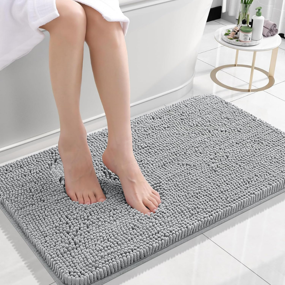 Alfombra de baño de chenilla antideslizante absorbente para suelo de baño