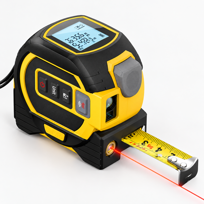 Digitalt lasermålebånd med multifunktionelt design