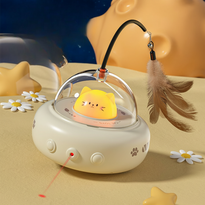 Brinquedo para Gatos Laser Automático Caça UFO Interativo com Penas