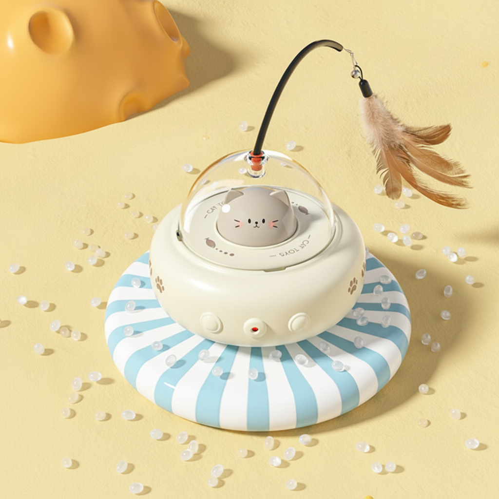 Brinquedo para Gatos Laser Automático Caça UFO Interativo com Penas