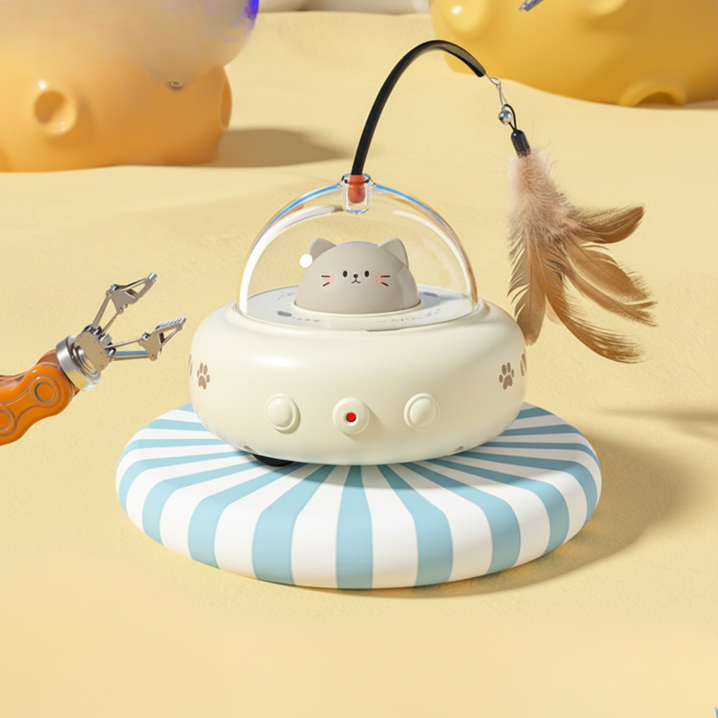Brinquedo para Gatos Laser Automático Caça UFO Interativo com Penas