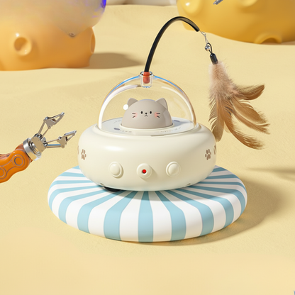 Brinquedo para Gatos Laser Automático Caça UFO Interativo com Penas