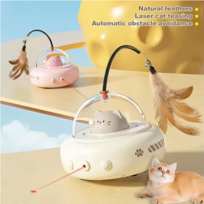 Brinquedo para Gatos Laser Automático Caça UFO Interativo com Penas