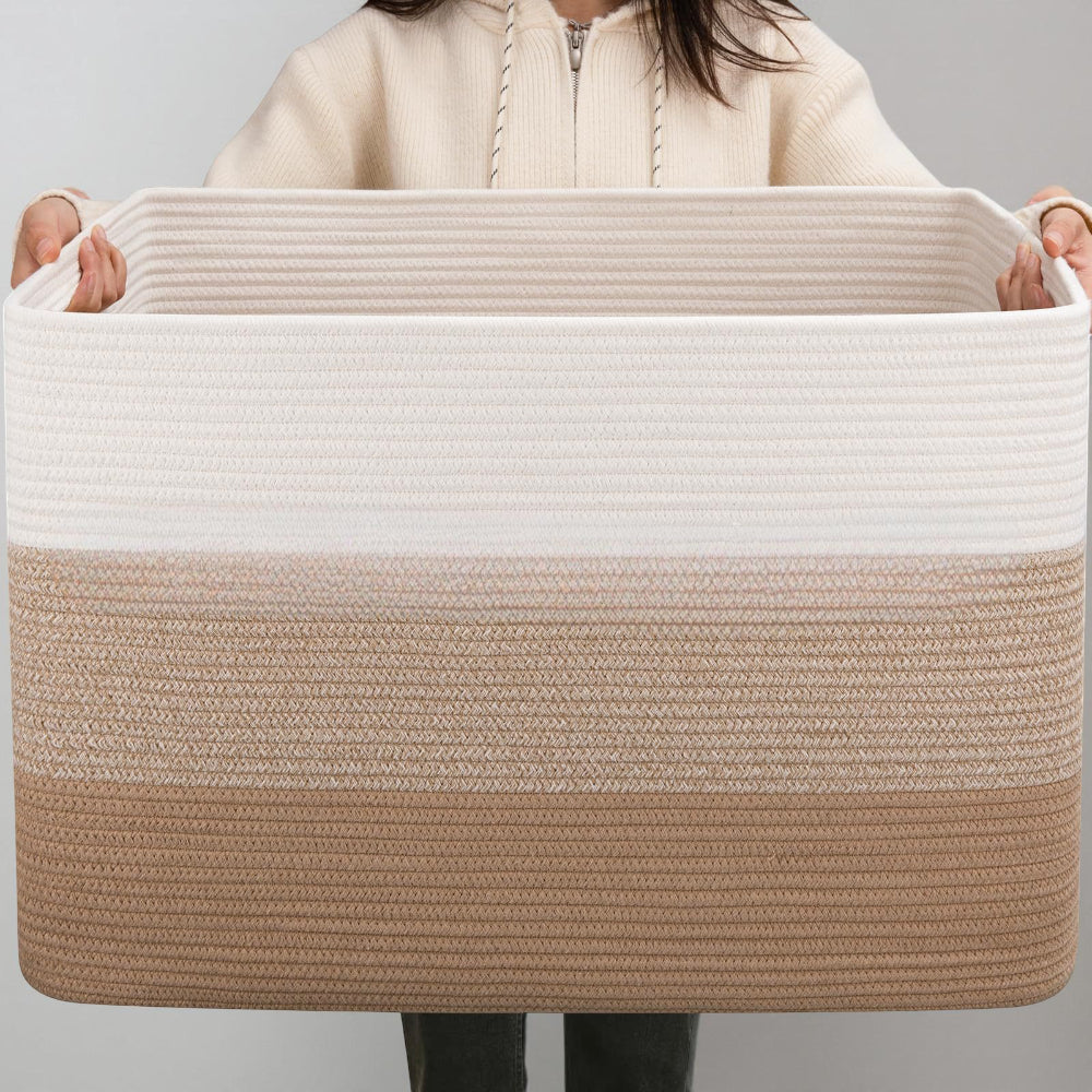 Laundry Basket Large Rope Rectangular Storage Handles