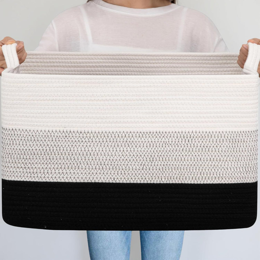 Laundry Basket Large Rope Rectangular Storage Handles