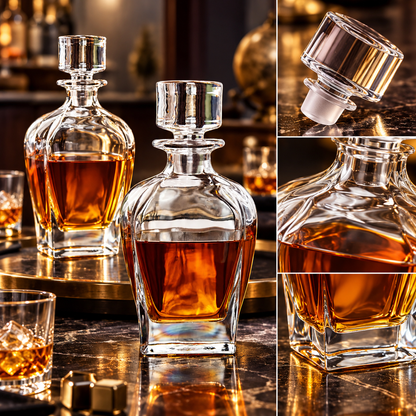 Garrafa de whisky em vidro sem chumbo com design elegante