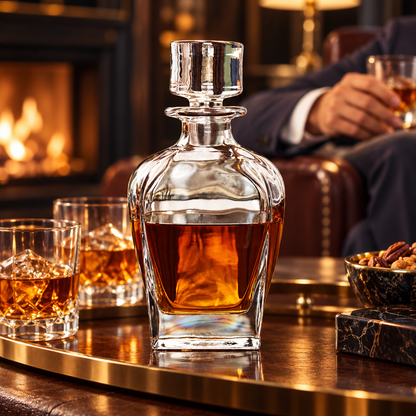 Garrafa de whisky em vidro sem chumbo com design elegante