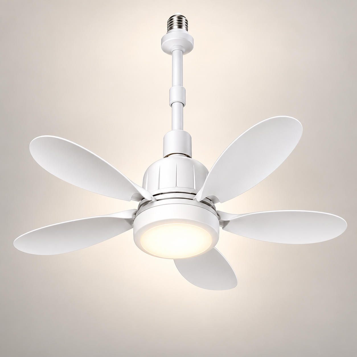 Ventilatore con attacco per lampadina, telecomando, risparmio energetico