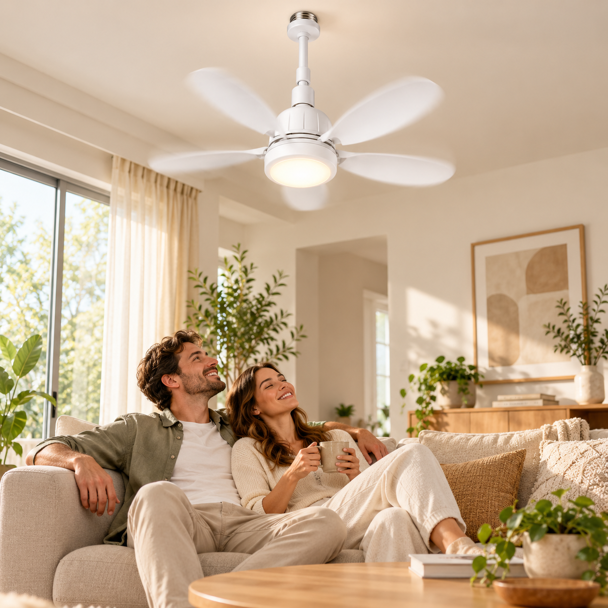Ventilatore con attacco per lampadina, telecomando, risparmio energetico