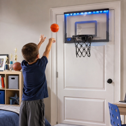 Oplyst basketballkurv med elektronisk scoring til indendørs leg