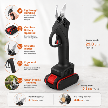 Tijeras de podar eléctricas ligeras para jardín, a batería