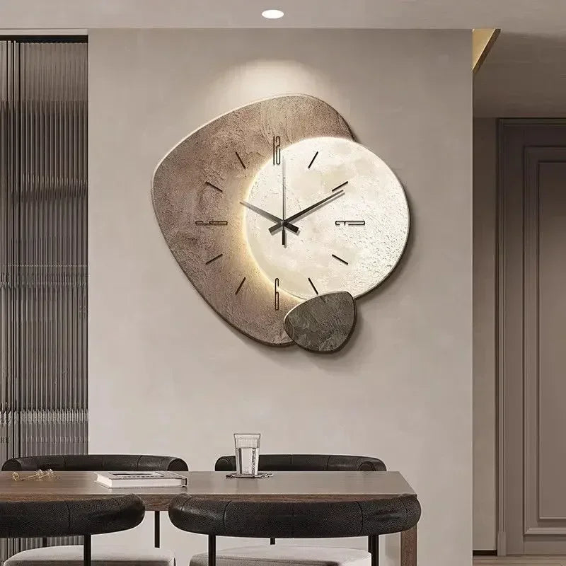 LumoClock | Stor Moderne Vægur | Stille Kvarts & LED-lys