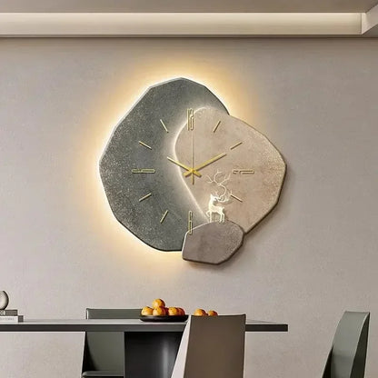 LumoClock | Stor Moderne Vægur | Stille Kvarts & LED-lys