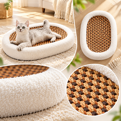 Luxury Plush Cat Bed Scratchable Lounger Cozy Round