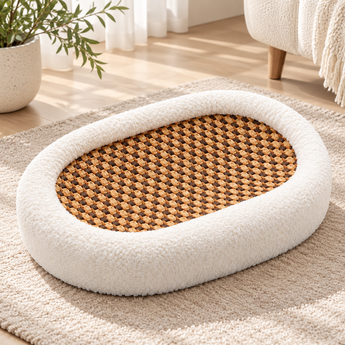 Luxury Plush Cat Bed Scratchable Lounger Cozy Round