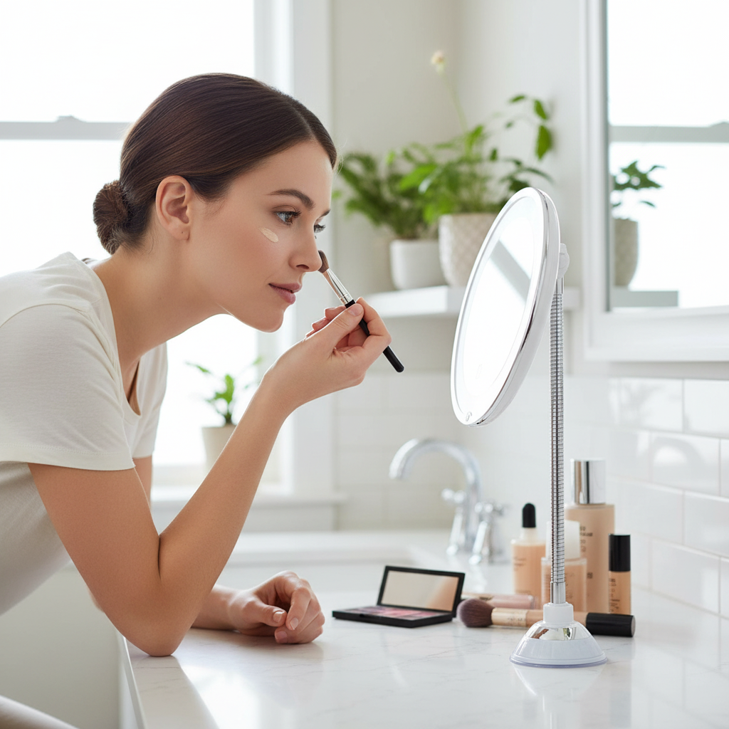 Bathroom Mirror LED Magnifying Mirror Flexible Arm