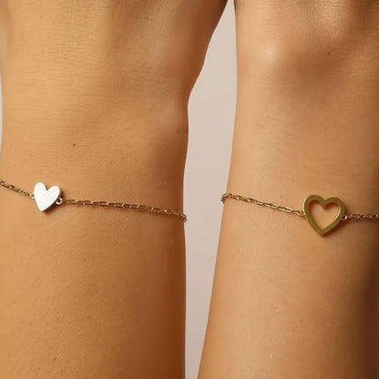 Pulseira Ajustável com Corrente de Coração para Casais
