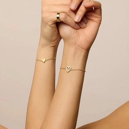 Pulseira Ajustável com Corrente de Coração para Casais