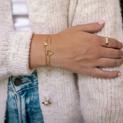 Pulseira Ajustável com Corrente de Coração para Casais