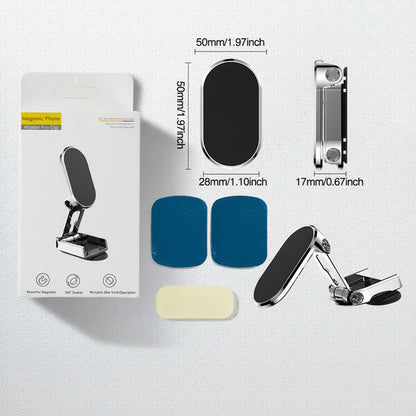 Car Phone Mount Magnetic Dashboard Foldable Alloy Holder