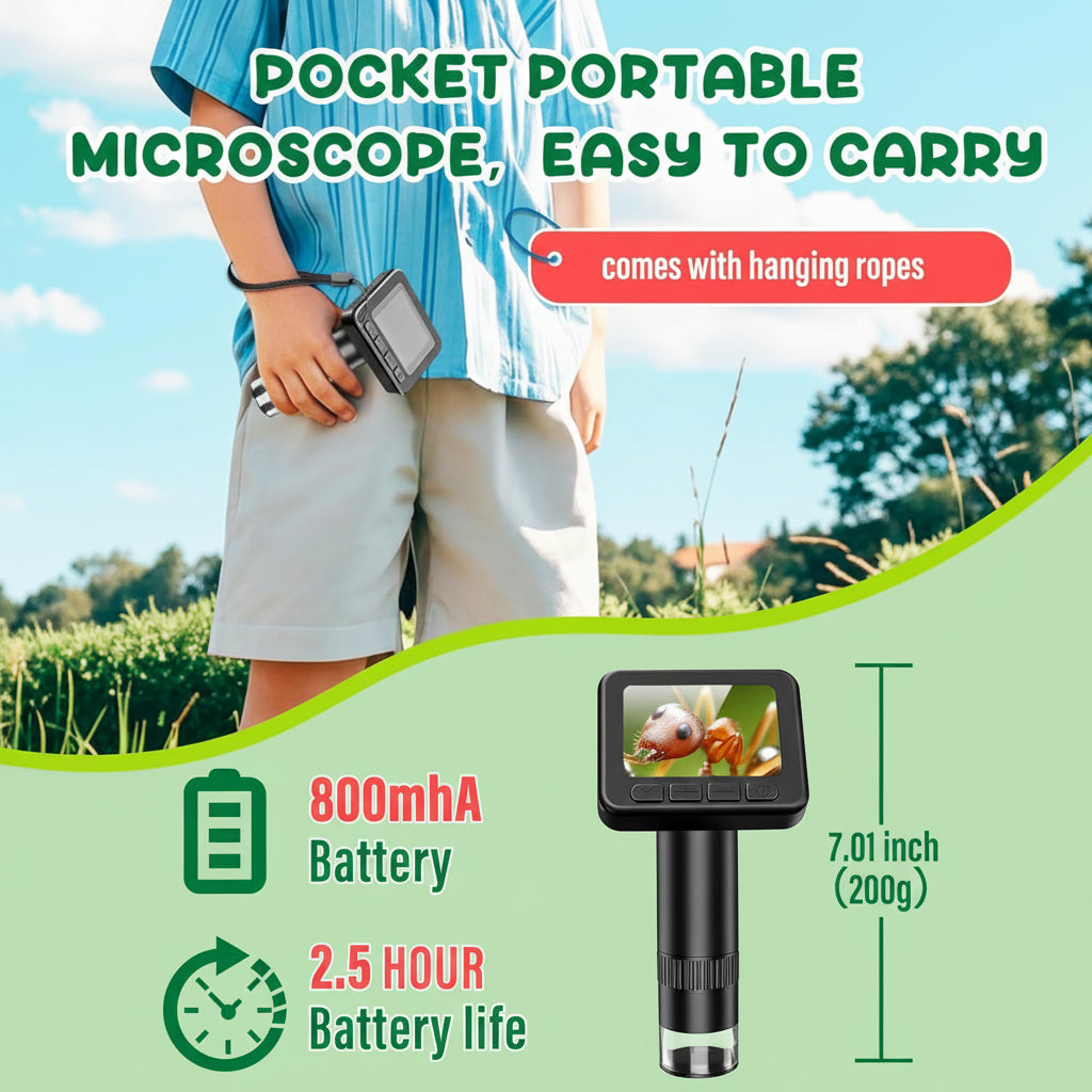 Microscop digital portabil cu ecran HD pentru învățare științifică cameră