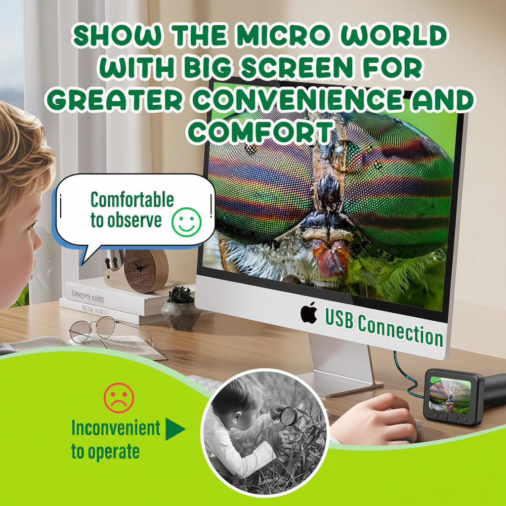 Microscop digital portabil cu ecran HD pentru învățare științifică cameră