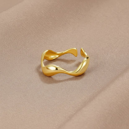 Inel minimalist din argint sterling, ajustabil, auriu, inspirat de ocean