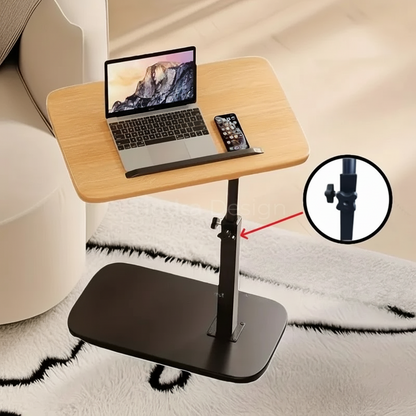 Side Table Adjustable C Shaped Walnut Laptop Sofa Table
