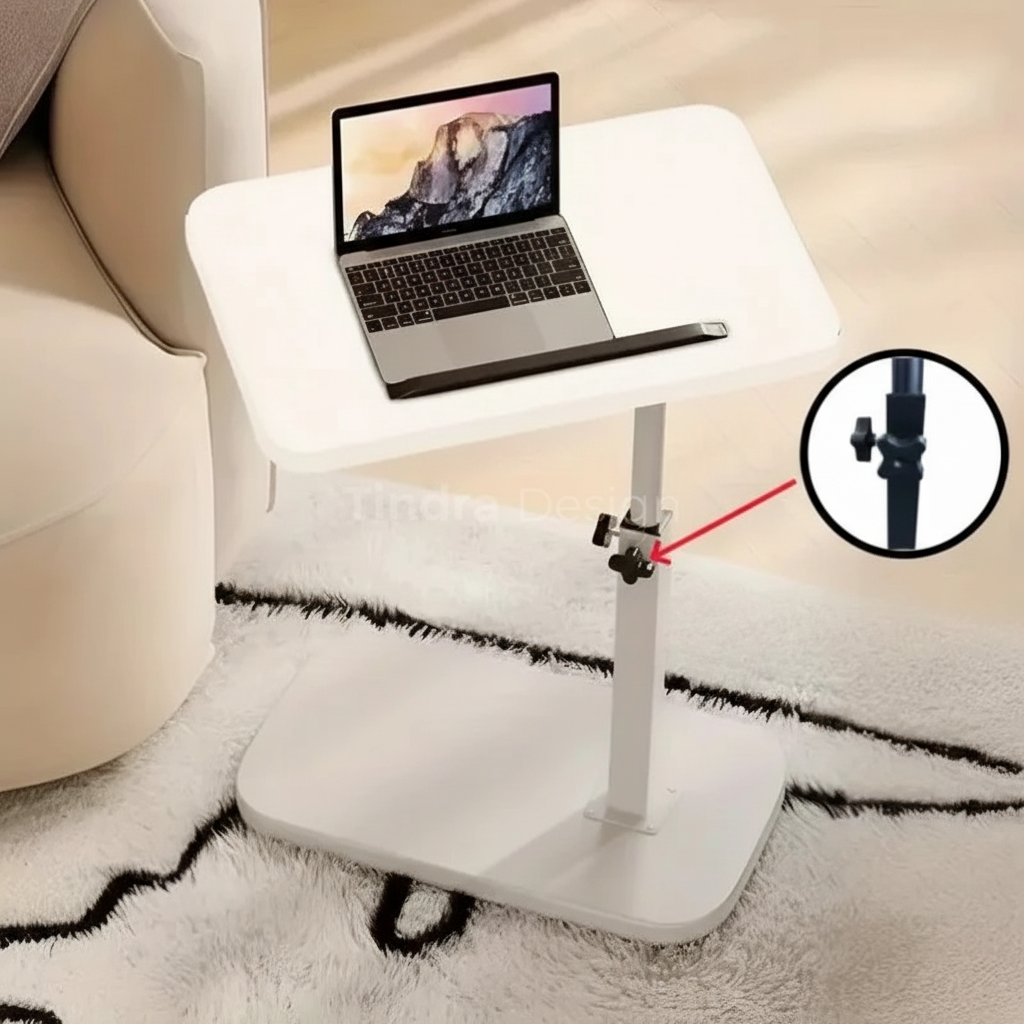 Side Table Adjustable C Shaped Walnut Laptop Sofa Table