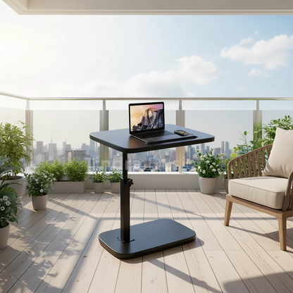 Side Table Adjustable C Shaped Walnut Laptop Sofa Table