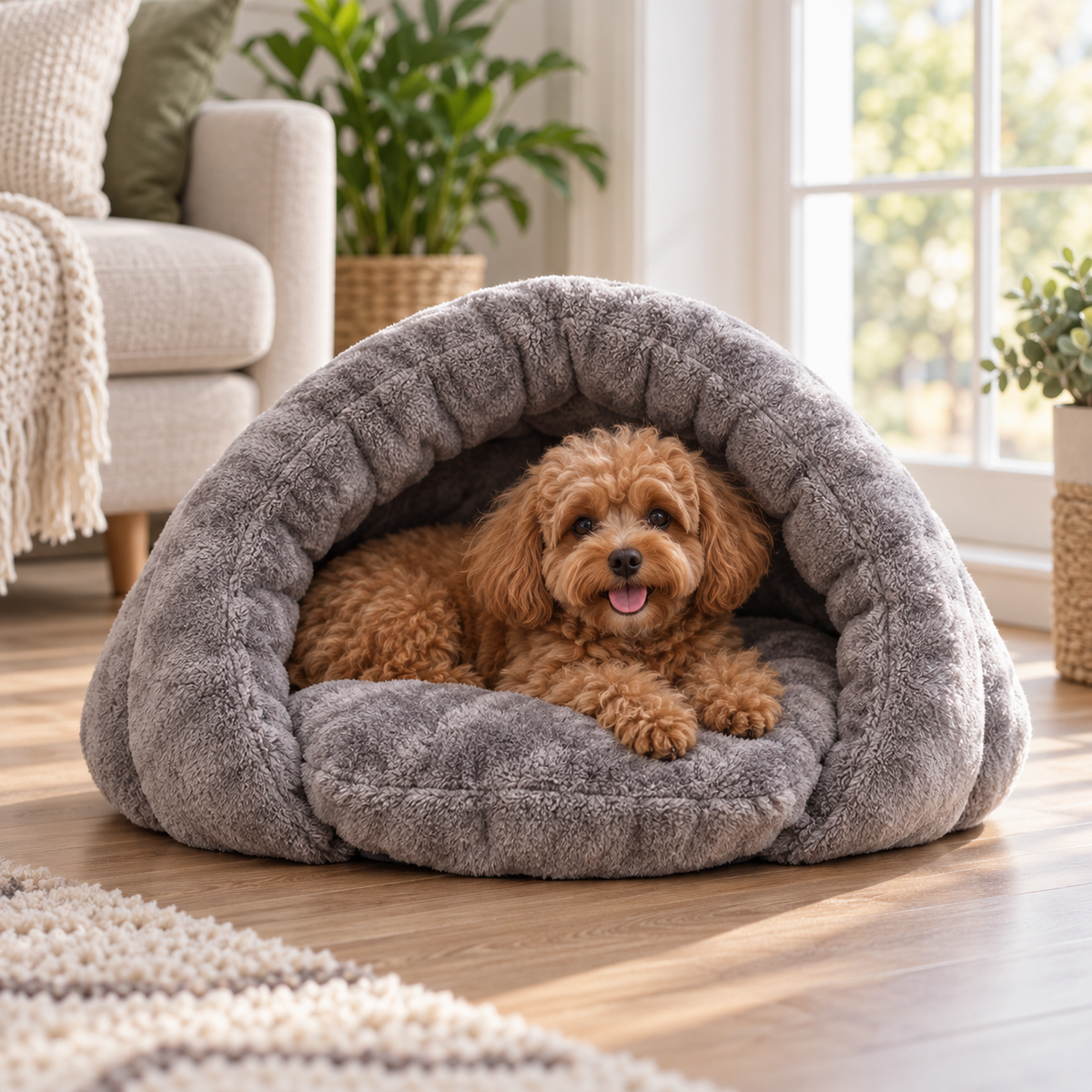 Machine Washable Dog Bed Soft Plush Mattress Bolster Spun