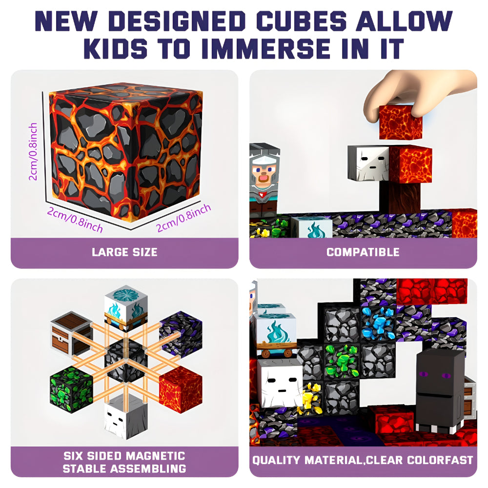Set di Blocchi Magnetici Creativi per Costruzioni Cubiche Giocattolo per Bambini