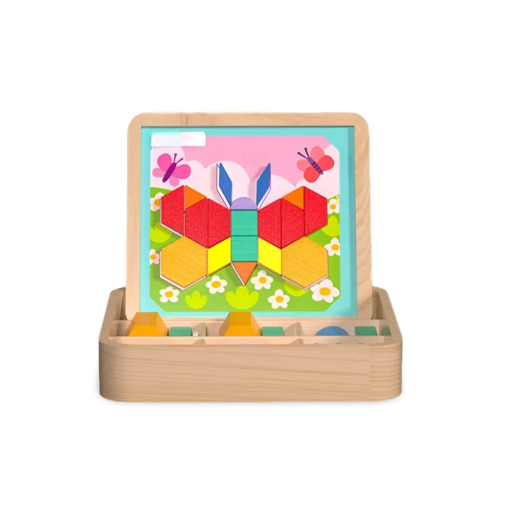 Set di Gioco Educativo STEM con Blocchi di Legno Magnetici a Motivo