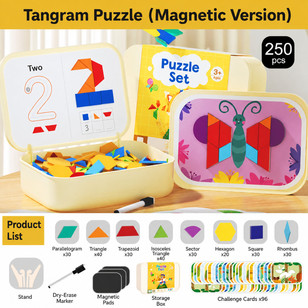 Set di Gioco Educativo STEM con Blocchi di Legno Magnetici a Motivo