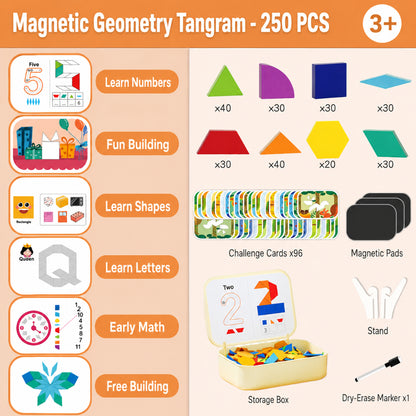 Set di Gioco Educativo STEM con Blocchi di Legno Magnetici a Motivo