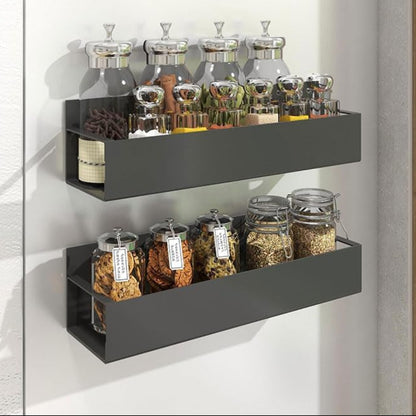 Magnetic Spice Rack Organizer Metal Refrigerator Wall Storage Shelf