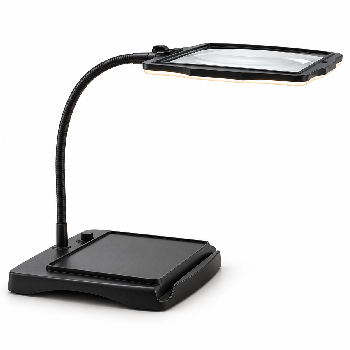 Forstørrelsesbordlampe med håndfri design og justerbar arm