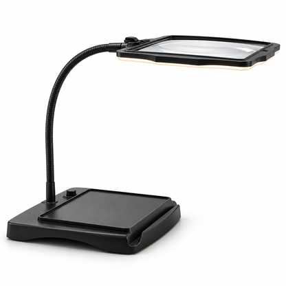 Forstørrelsesbordlampe med håndfri design og justerbar arm