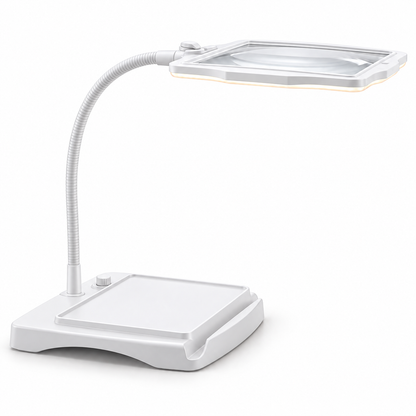 Forstørrelsesbordlampe med håndfri design og justerbar arm