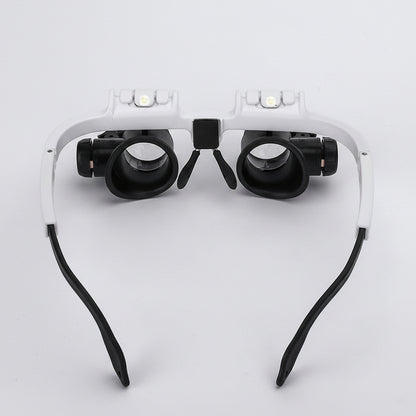 Lup Brille LED Forstørrelse Hovedbånd Justerbar Linse