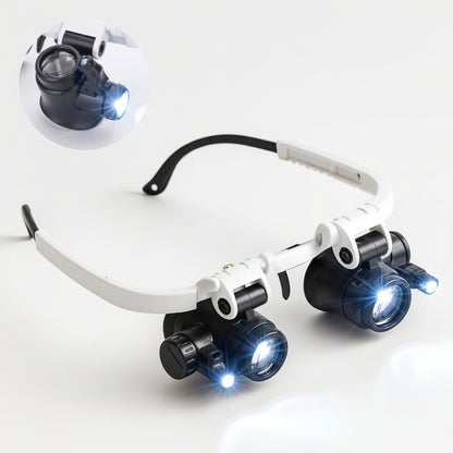Lup Brille LED Forstørrelse Hovedbånd Justerbar Linse