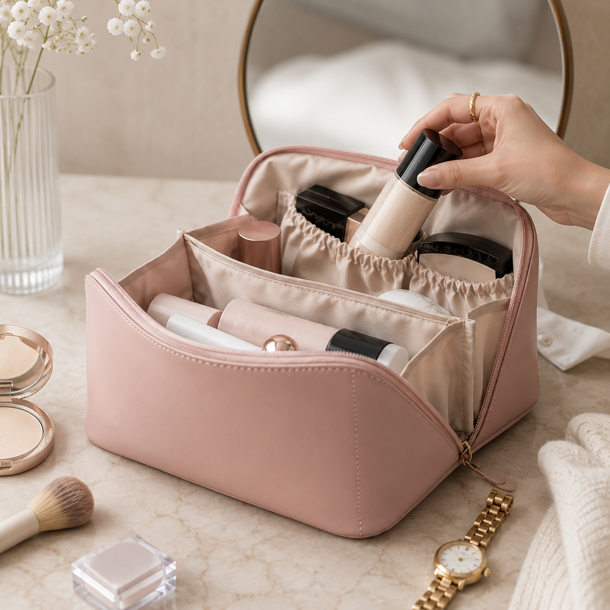 Makeup Bag Cosmetic Organizer Travel Friendly Design
